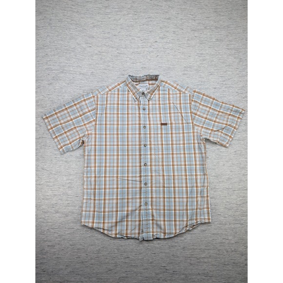 Carhartt Plaid Shirt Short Sleeve‎ Button Up Casual Work Shirt Mens L - Picture 1 of 7